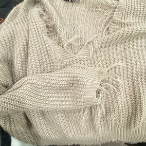 Beige off the shoulder sweater